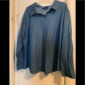 Denim top button down long sleeves 24W